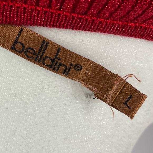 Belldini Large Y2K Cold Shoulder Beaded Rhinestone Ribbed Holiday Top Formal - Picture 8 of 11